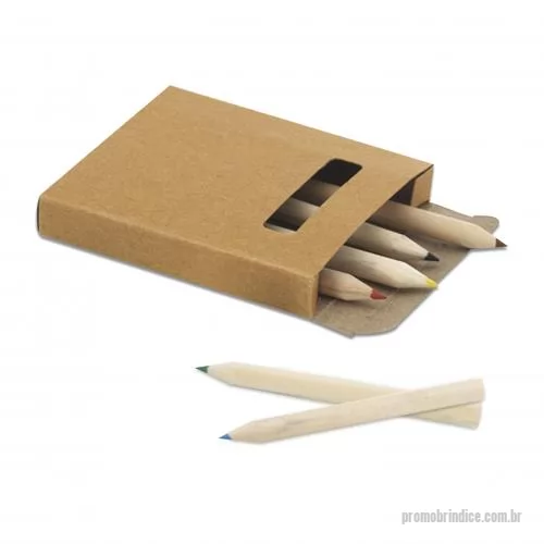 Kit lápis personalizado - Kit para Colorir com 6 mini Lapis Promocional