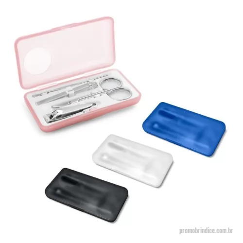Kit manicure personalizado - Conjunto de 4 peças para manicure: cortador de unhas, tesoura, pinça e empurra cutículas. Fornecido em estojo. 100 x 53 x 20 mm