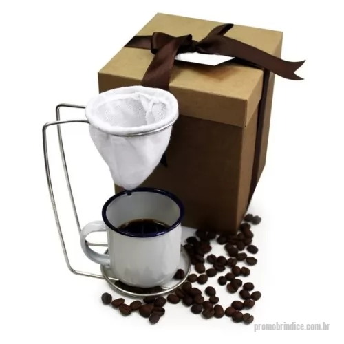 Kit personalizado -  Um brinde Promocional ideal para clientes e amigo , onde contem um mini coador de café e uma xícara personalizada, no qual sua marca será sempre lembrada na hora daquele delicioso café.  Kit Composto de: 1 mini coador + 1 caneca esmalada 180ml + 1 caixa de presente + 1 laço + 1 tag personalizado.