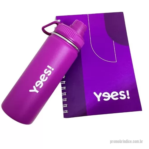 Kit personalizado - Kit com Caderno Personalizado 17 x 24 cm de Capa Dura empastado com cartão Paraná e Garrafa Térmica em aço inox com parede dupla com capacidade de até 570 ml.
