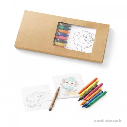 kit Pintar personalizado - Kit para pintar em caixa de cartão. Incluso 8 gizes de cera e 8 cartões diferentes para pintar e pendurar. 180 x 90 x 10 mm