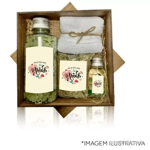 Kit SPA personalizado - Kit contém:   1 caixa de mdf 15x15x6 envernizada personalizada em laser ou silkscreen 250g de sais para escalda pés com rotulo personalizado 30ml de óleo hidratante com rótulo personalizado 30g de ervas desidratadas 1 toalha de mão com opção de personalização em bordado Juta Laço de cetim ou elástico  ________________________________________________________________  * Consulte quantidade mínima *Confira opções de personalização *Imagem meramente ilustrativa *Na falta de algum item, pode ser substituído, sob consulta, por outro de igual valor e qualidade.   Entre em contato, informe o seu CNPJ Atendimento somente para Empresas