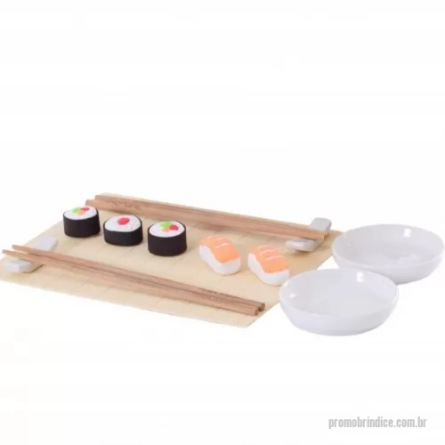 Kit sushi personalizado - Conjunto para sushi com 2 pares de hashi / palito + enrolador de bambu e acessórios 7 peças na caixa