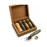 Kit Tempero Personalizado contendo: 03 tubetes de tempero 1 moedor uma linda caixa de madeira para acomodação dos itens