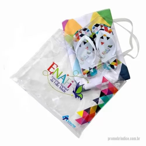 Kit toalha personalizado - Kits personalizados com toalha de praia, sacola cristal ou sacochila, com ou sem chinelos havaianas.