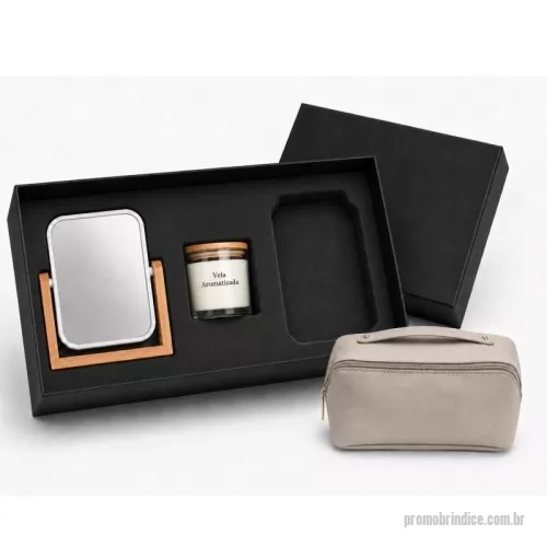 Kit vela personalizado - Kit bem estar com espelho, vela e necessaire