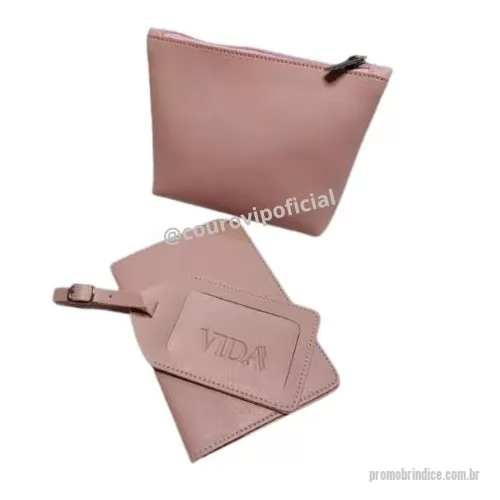 Kit viagem personalizado - KIT DE VIAGEM EM COURO PERSONALIZADO  