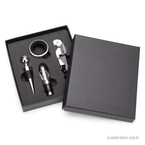 Kit vinho personalizado - Kit Vinho 4 Peças - 15,7 x 13,8 x 3,1 cm