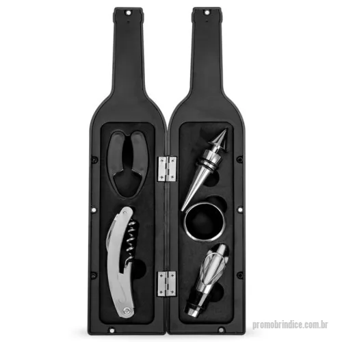 Kit vinho personalizado - Kit Vinho Garrafa 5 peças - 32,3 x 7,2 cm