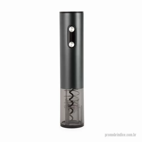 Kit vinho personalizado - Saca-rolhas elétrico recarregável com estrutura em liga de alumínio, broca em aço inox com protetor em plástico policarbonato (PC) e detalhes em ABS. Possui de painel com iluminação em LED para visualização de status da bateria e botões para o aciona