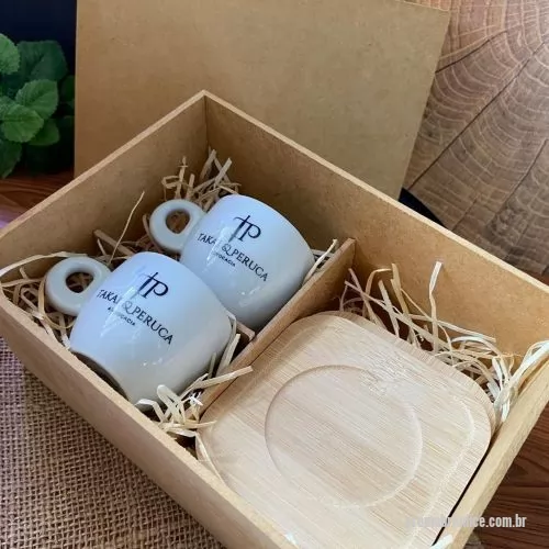 Kit xícara personalizado - KIT 2 XICARAS DE CAFÉ SOFIA BAIXA - 80 ML - E PIRES BAMBU