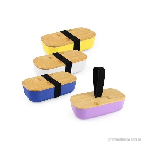 Lancheira personalizada - Lancheira plástica em RPET, com tampa de bambu e vedação em silicone