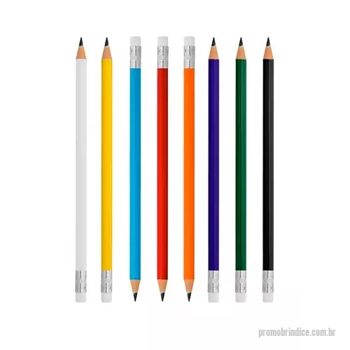 Lápis com Borracha personalizados - Lápis com Borracha Promocional, Material Madeira de Reflorestamento, Cores Variadas, Peso 6 gramas, Dimensões 19,0 x 2,5 cm