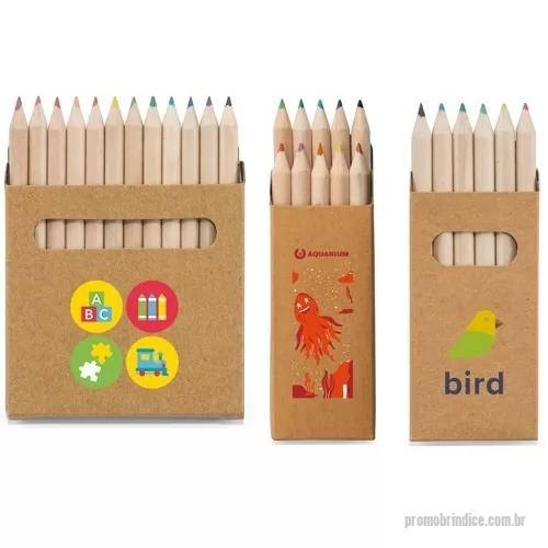 Lápis de cor personalizados - Lápis de cor mini, com 6 / 10 /12 cores em caixinha kraft