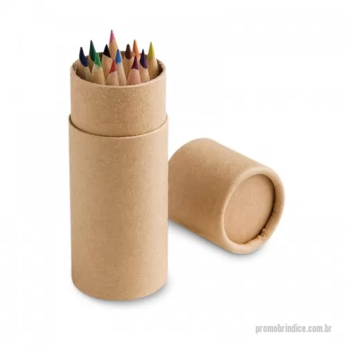 Lápis de cor personalizados - Caixa cilíndrica em cartão com 12 lápis de cor para pintar.