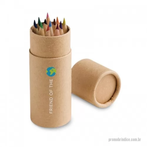Lápis de cor personalizados - Caixa cilíndrica em cartão com 12 lápis de cor para pintar. ø35 x 97 mm