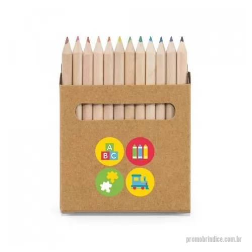 Lápis de cor personalizados - Caixa de cartão com 12 lápis de cor. 90 x 90 x 9 mm