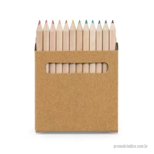 Lápis de cor personalizados - Caixa de cartão com 12 lápis de cor. 90 x 90 x 9 mm