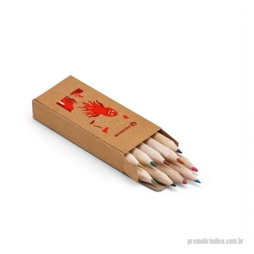 Lápis de cor personalizados - Caixa de papel  cartão kraft com 10 mini lápis de cor,corpo natural,  medidas 40 x 90 x 15 mm