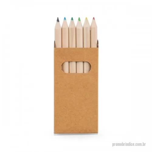Lápis personalizados - Mini lápis com 6 peças, em caixa de papel cartão para brindes
