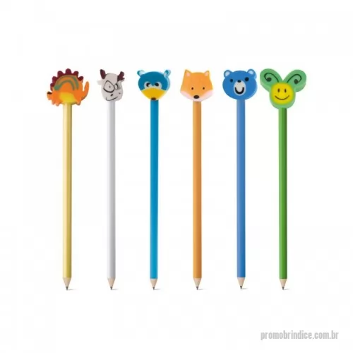 Lápis personalizados - Lápis apontado com boneco de borracha. Grau de dureza: HB. ø7 x 188 mm