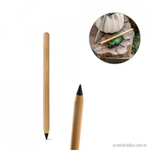 Lápis personalizados - Caneta sem Tinta com Ponta de Liga Metálica em bambu Personalizável