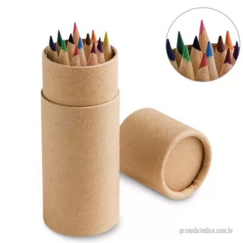 Lápis personalizados - Caixa cilíndrica em cartão com 12 lápis de cor para pintar. Produto certificado de acordo com a portaria Inmetro nº423 de 8/out/2021. ø35 x 97 mm
