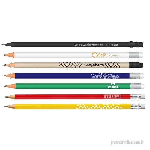 Lápis personalizados - Lápis Colorido Ecológico com Borracha Personalizado Dimensões: 0,7 cm x 18,9 cm