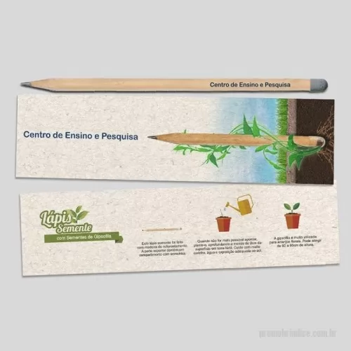 Lápis Semente Ecológico personalizados - Lápis madeira com semente germináveis. Lápis com grafite preto, possui sementes sortidas. Biodegradavel. Com tag.