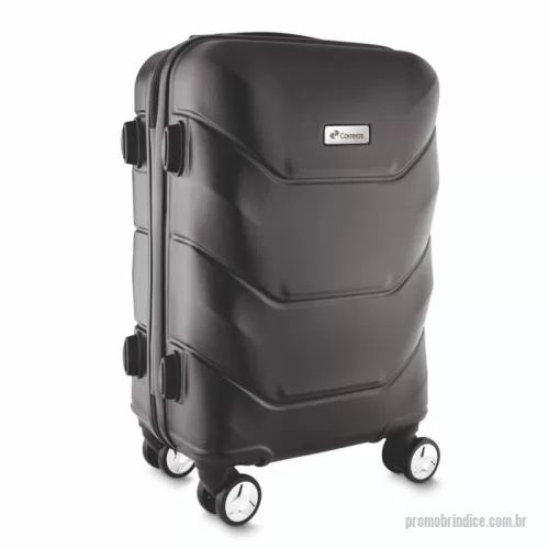 Mala de Bordo personalizada - Mala de bordo em ABS 37L com forro poliéster, sistema de carrinho de aço, alça de mão na lateral e na parte superior. Quatro rodas de 360 graus e  plaquinha de metal para personalização.