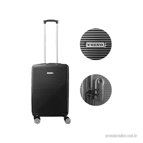 Mala de Bordo personalizada - Mala de bordo modelo Design Frontier, corpo em plástico resistente e acabamento anti riscos, puxador alça telescópica em 2 estágios, cadeado de senha e 4 rodas em 360º.