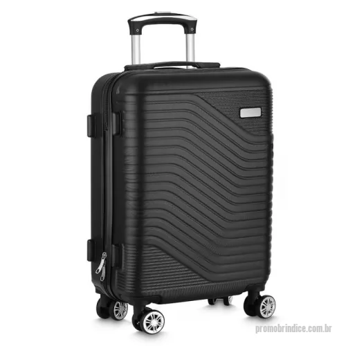 Mala de Bordo personalizada - Mala de viagem em ABS e interior em poliéster 190D; Abertura frontal com ziper para acesso ao interior da mala; Cadeado com senha/segredo; Sistema de carrinho de aço; Alça de mão na parte superior; Acompanha Plaquinha (5,9x1,9cm) sem personalização.