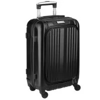 Mala viagem pequena em ABS (Estireno de acrilonitrilo e butadieno) e interior em nylon 210D; Abertura frontal com ziper para acesso ao interior da mala com três bolsos interno e porta notebook. Forro poliéster; Sistema de carrinho de aço; Cadeado com senha/segredo; Bolso Frontal; Alça de mão na lateral e na parte superior; Quatro rodas de 360 graus;  Compartimento interno para notebooks de até 13"; Acompanha Plaquinha de metal (5,9x1,9cm) sem personalização.