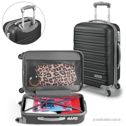 Mala de viagem personalizada - A Mala de Viagem Executiva em ABS é a escolha perfeita para quem busca elegância, durabilidade e praticidade. Com interior forrado e divisória, mantém seus pertences organizados. O fecho com senha lateral garante segurança extra.  ???? Mobilidade sem esforço: ? 4 rodas giratórias para deslocamento suave ? Pega extensível em alumínio com mola (altura até 435 mm) ? Compacta e leve: 36L de capacidade e apenas 2,8kg  Ideal para viagens a negócios ou lazer! 