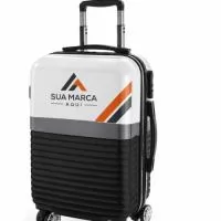 Mala de viagem executivo em ABS e PC com interior forrado e divisória. Fecho de segurança com senha na lateral, 4 rodas duplas giratórias e pega extensível em alumínio com mola (altura da pega estendida até 510 mm). Capacidade até 33 L e peso de 2,70 kg. 335 x 550 x 230 mm