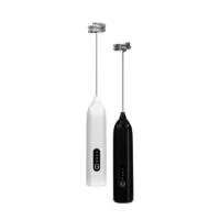 Misturador recarregável multiuso. Possui corpo em plástico ABS, painel frontal com botão de acionamento e indicadores em LED, além de batedor removível em inox 304. Acompanha cabo USB-C para carregamento.