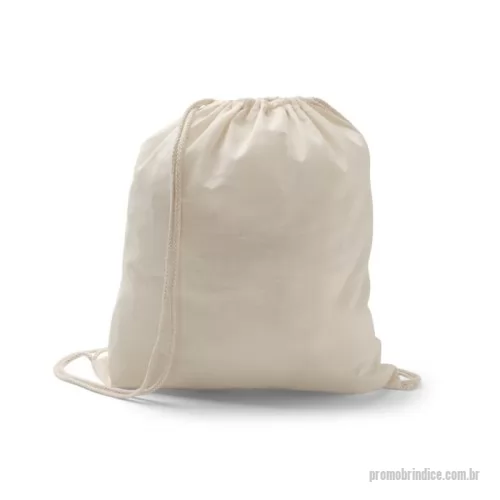 Mochila ecológica personalizada - Sacola tipo mochila 100% algodão (100 g/m²) com alças. 370 x 410 mm