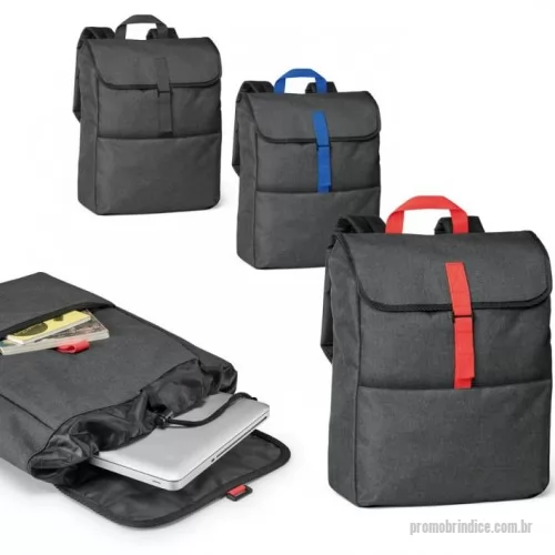 Mochila para notebook personalizada - Mochila para notebook em 600D de alta densidade. Compartimento principal com divisória almofadada para notebook até 15.6 . Bolso frontal com zíper. Parte posterior e alças almofadadas. 290 x 370 x 110 mm
