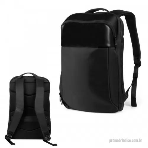 Mochila para notebook personalizada - Mochila Premium, adequada para viagens de negócios, feito de tecido de poliéster, alças de ombro acolchoadas, aceita notebook de até 15,6”, porta USB na lateral, engate para mala de viagem.