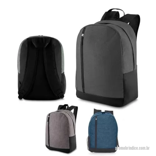 Mochila para notebook personalizada - Mochila confeccionada em poliéster com fechamento através de zíper e puxador metálico. possui bolso lateral com tela e compartimento frontal com zíper. alças para ombros anatômicas e ajustáveis.