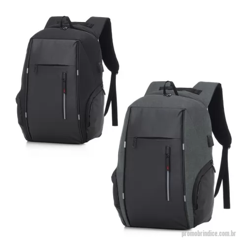 Mochila para notebook personalizada - Mochila para notebook em tecido poliéster.   Parte externa: 2 Bolsos frontais com ziper; 2 Bolsos laterais; Alça de mão e ombro acolchoadas; Engate para Mala de viagem; Conector USB na lateral.   Parte interna: Compartimento para notebook. Tamanho total do Notebook - 15.6