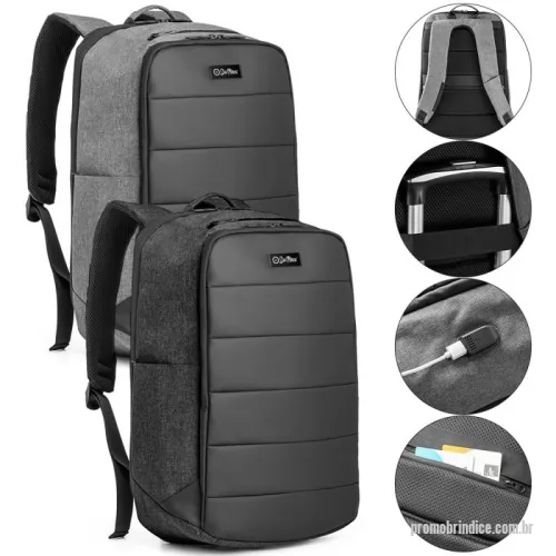 Mochila para notebook personalizada - A mochila ideal para quem busca praticidade e proteção! Confeccionada em 300D de alta densidade, ela oferece 2 compartimentos principais, incluindo um compartimento posterior com 2 divisórias almofadadas para notebook de até 17