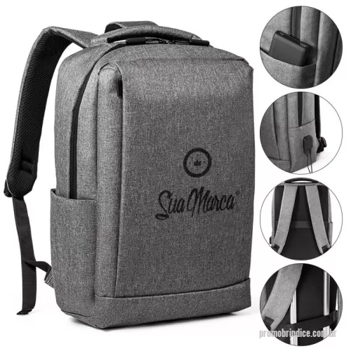 Mochila para notebook personalizada - A Mochila para Notebook 300D de alta densidade oferece proteção e organização para o seu dia a dia. Com 2 divisórias almofadadas, acomoda com segurança um notebook de até 15,6
