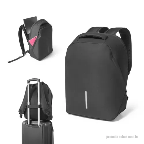 Mochila para notebook personalizada - Mochila para notebook em 600D ripstop. Sistema antirroubo: compartimento principal com divisória para notebook até 15.6