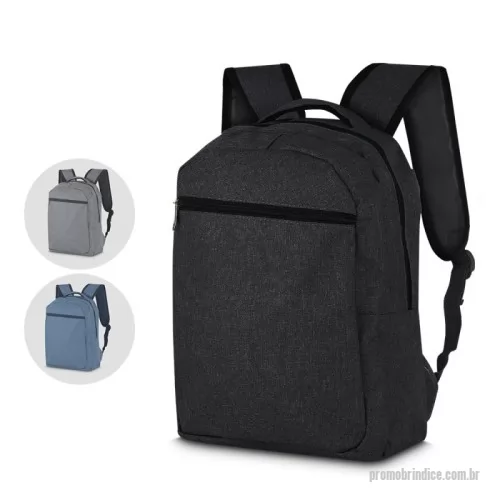 Mochila para notebook personalizada - Mochila p/ Notebook em tecido poliéster.  Parte externa: Bolso frontal com zíper; Alça de mão e ombro;  Parte interna: Compartimento para Notebook, Tamanho total do Notebook - 15,6