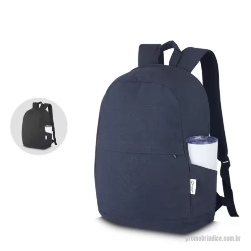 Mochila para notebook personalizada - Mochila para notebook em algodão reciclado 340 g/m2.  Parte externa: Bolso frontal com zíper; Alça de mão e ombro; Engate para mala de viagem; Bolso lateral;  Parte interna: Compartimento para Notebook, Tamanho total do Notebook - 15,6