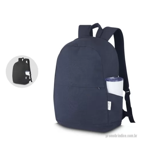 Mochila para notebook personalizada - Mochila para notebook em algodão reciclado 340 g/m2.  Parte externa: Bolso frontal com zíper; Alça de mão e ombro; Engate para mala de viagem; Bolso lateral;  Parte interna: Compartimento para Notebook, Tamanho total do Notebook - 15,6