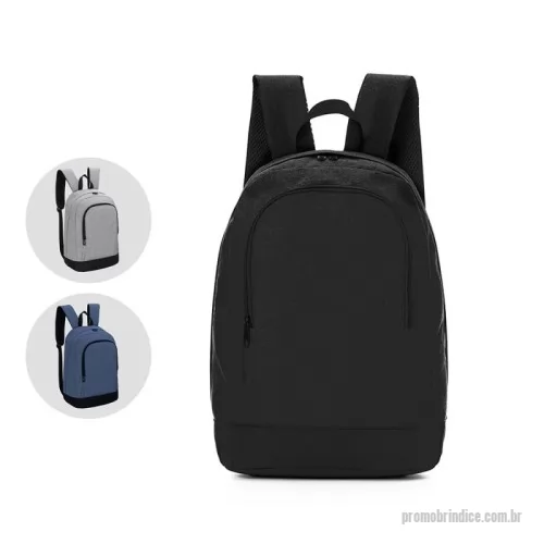 Mochila para notebook personalizada - Mochila para notebook em tecido poliéster 300D e interior em 210D.  Parte externa: Bolsos frontal com ziper; Alça de ombro acolchoada; Alça de mão. Parte interna: Compartimento acolchoado p/ notebook de 30x28. Tamanho total do Notebook - 15,6