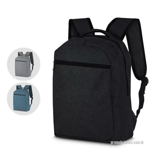 Mochila para notebook personalizada - Mochila p/ Notebook em tecido poliéster 300D  Parte externa: Bolso frontal com zíper; Alça de mão e ombro;  Parte interna: Compartimento para Notebook, Tamanho total do Notebook - 15,6