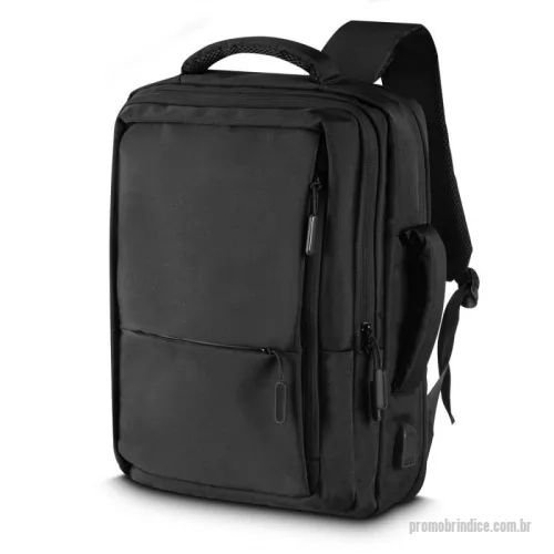 Mochila para notebook personalizada - Mochila produzida em tecido de poliéster 600D, alça de ombro e mão acolchoada,2 bolsos frontais e divisórias internas, aceita notebooks de até 15,6